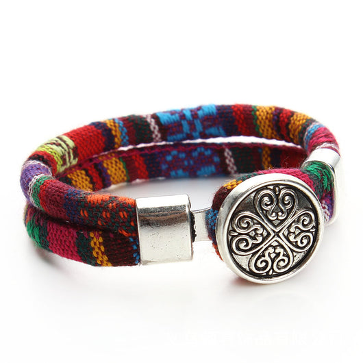 Pulsera de Cuero y Algodón Artesanal - Image 28