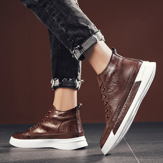 Botas Casuales de Cuero Marrón para Hombre - Estilo Versátil - Image 2
