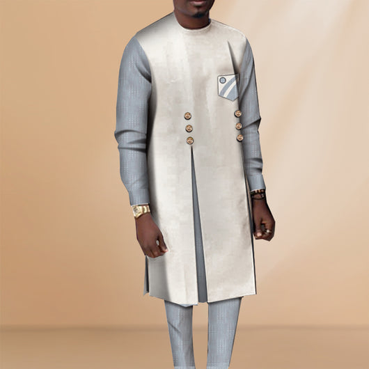 Conjunto Tribal Africano para Hombre - Camisa y Pantalón Estilo Casual