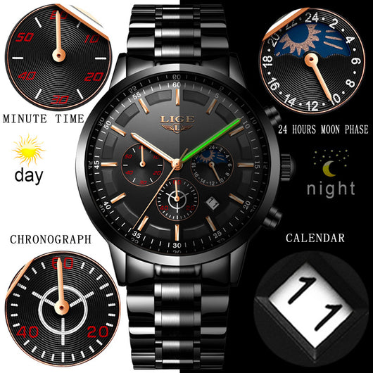 Reloj Deportivo Empresarial de Cuarzo Lunar Resistente al Agua para Hombre - Image 4