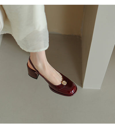 Sandalias Slingback con Tacón Grueso y Puntera Reforzada en Cuero - Image 24