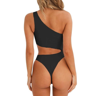 Traje de Baño Enterizo con Hombro Único y Cintura Hueca - Image 3