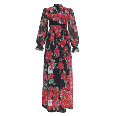 Vestido Largo Africano de Gasa con Estampado y Falda Amplia para Mujer - Image 16
