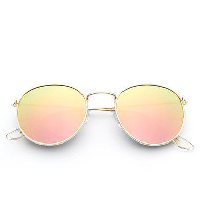Round frame vintage sunglasses with silver metal frames and dark gray lenses on a white background. - Image 14