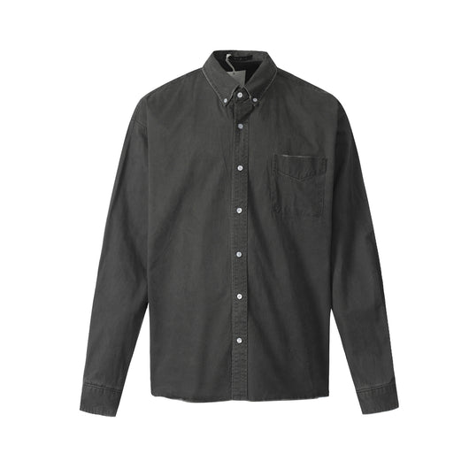 Camisa Retro Americana de Color Sólido para Otoño - Image 7
