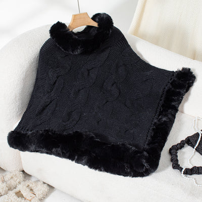 Poncho Suéter Grueso Trenzado con Cuello Alto - Image 22