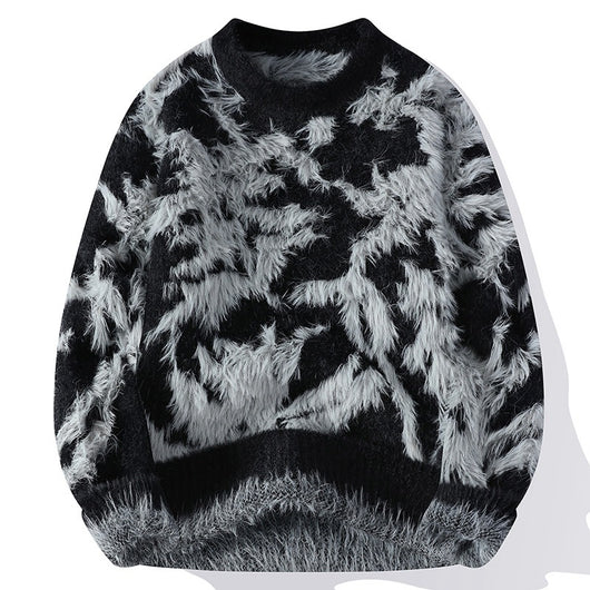 Suéter Holgado de Cuello Redondo para Hombre - Tejido Cálido Otoño Invierno - Image 12