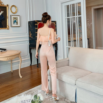 Jumpsuit Ancho de Volantes con Cuello Fruncido - Estilo Callejero - Image 4