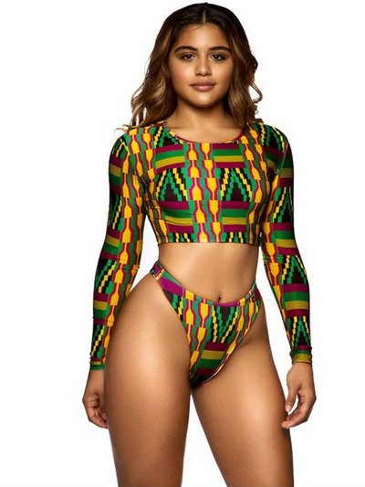 Traje de Baño Manga Larga con Estampado Digital - 4 Colores