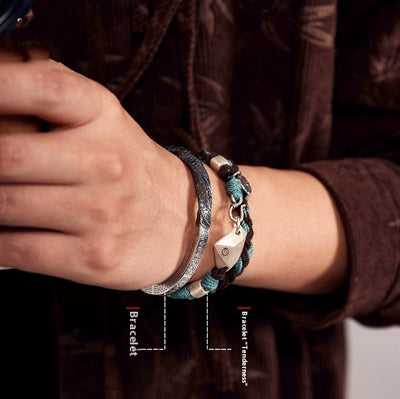 Pulsera Hombre Plata 99 con Anillo Mobius y Patrón de Lazos - Image 2
