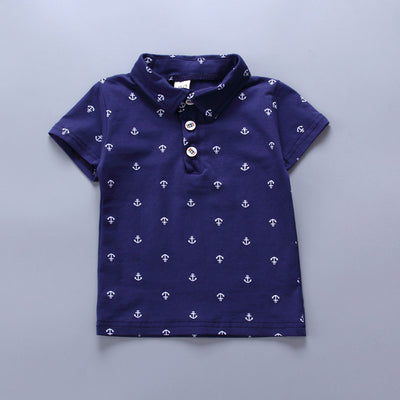 Conjunto Infantil Niño Estilo Coreano con Estampado de Ancla - Manga Corta Primavera Verano - Image 3