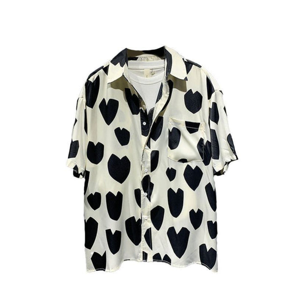 Camisa Casual Hombre Manga Corta con Diseño Estampado Tendencia