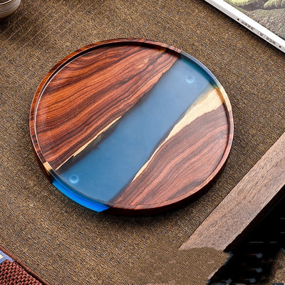 Bandeja de Té Madera de Sándalo Rojo con Resina Epoxi - Diseño Retro Premium - Image 8