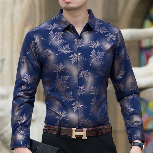 Camisa Casual de Manga Larga Estampada para Hombre - Image 7