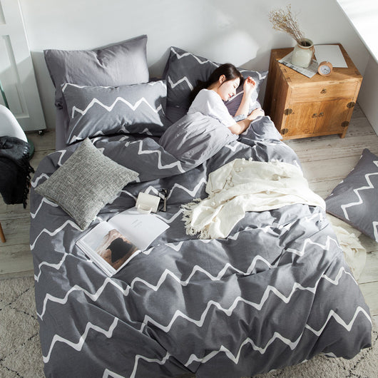 Juego de Cama 4 Piezas Estampado Lirios Algodón 100% Diseño Minimalista - Image 7