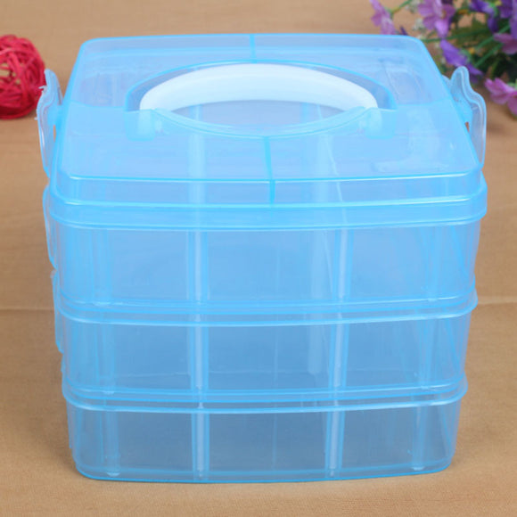 Caja de Herramientas Organizadora Portátil de 3 Niveles con Compartimentos Elásticos