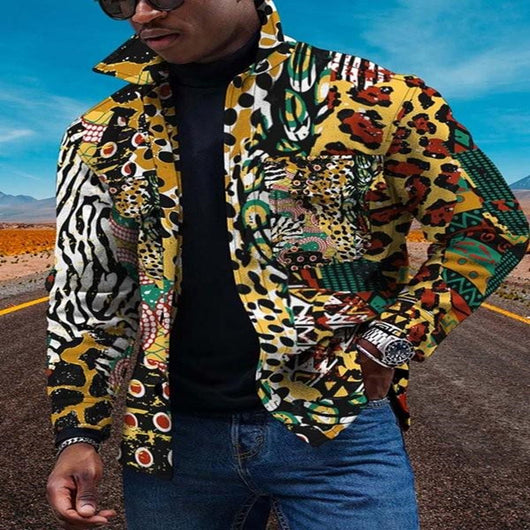 Cardigan Estampado 3D con Degradado de Colores y Botones Digitales