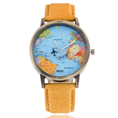 Reloj de Cuarzo con Patrón de Avión y Mapa Mundial - Image 2