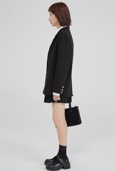 Blazer Negro Mujer Diseño Exclusivo Otoño Corte Holgado - Image 4