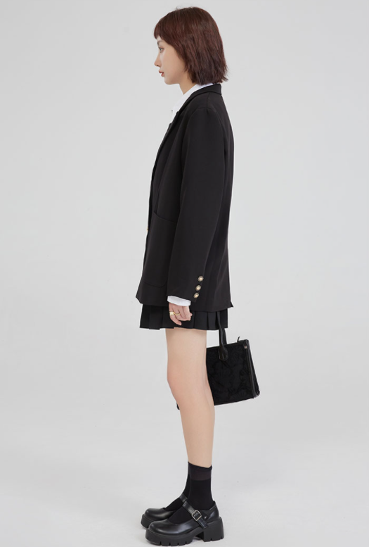 Blazer Negro Mujer Diseño Exclusivo Otoño Corte Holgado - Image 4