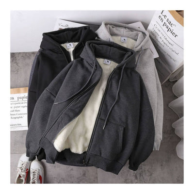 Cardigan Hoodie Suelto con Cierre para Estudiantes - Image 5