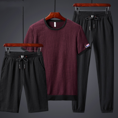 Traje Deportivo de Tres Piezas Talla Grande Tela Ice Silk Elástica - Image 9
