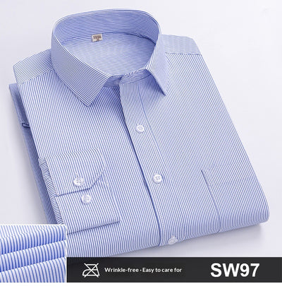 Camisa de Trabajo Manga Larga a Rayas Azules para Hombre - Image 23