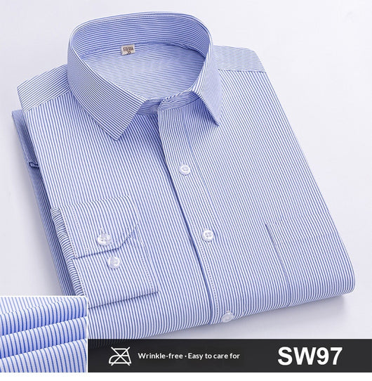 Camisa de Trabajo Manga Larga a Rayas Azules para Hombre - Image 23