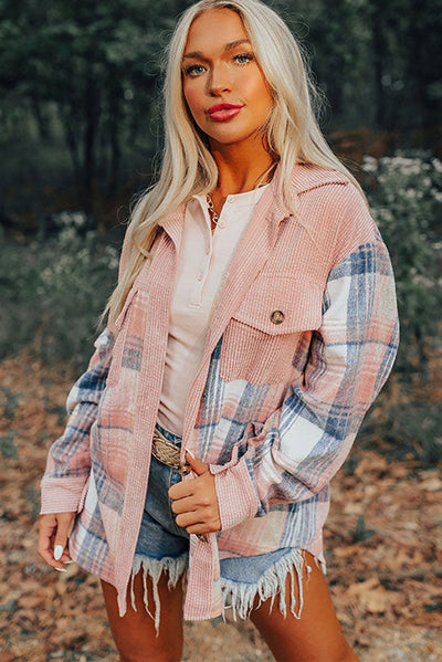 Chaqueta Camisera Patchwork de Pana para Mujer - Otoño e Invierno - Image 16