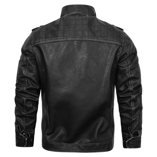 Chaqueta de Cuero Vintage para Hombre con Cuello Alzado y Desgaste Artesanal - Image 2