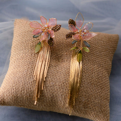 Aretes de Novia Flor Cristal Artificial sin Perforación - Clips para Boda Playa - Image 7