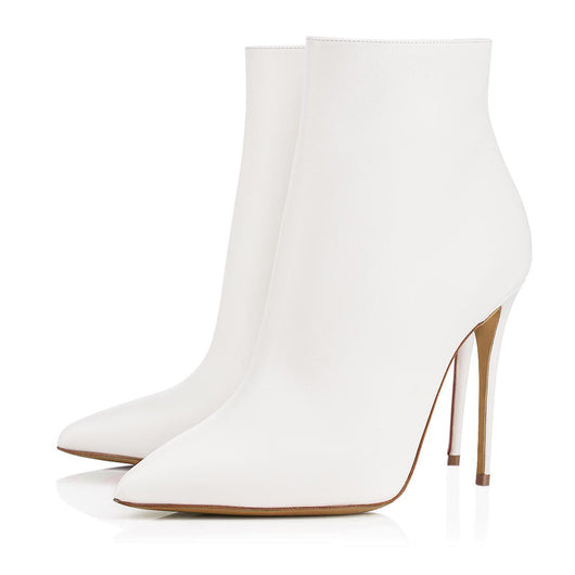 Botines de Tacón Alto Puntiagudo para Mujer - Estilo Europeo Tallas Grandes Negro y Blanco - Image 4