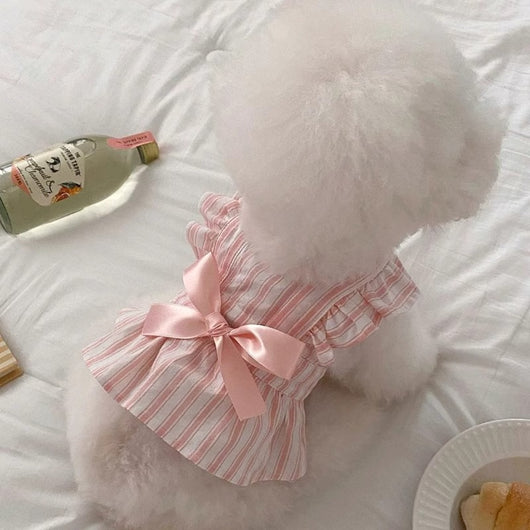 Vestido Princesa para Perro con Mangas Volantes y Rayas Adorables