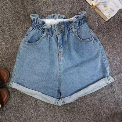 Shorts de Mezclilla Elástica Cintura Alta para Mujer - Estilo Verano Amplio y Cómodo - Image 3