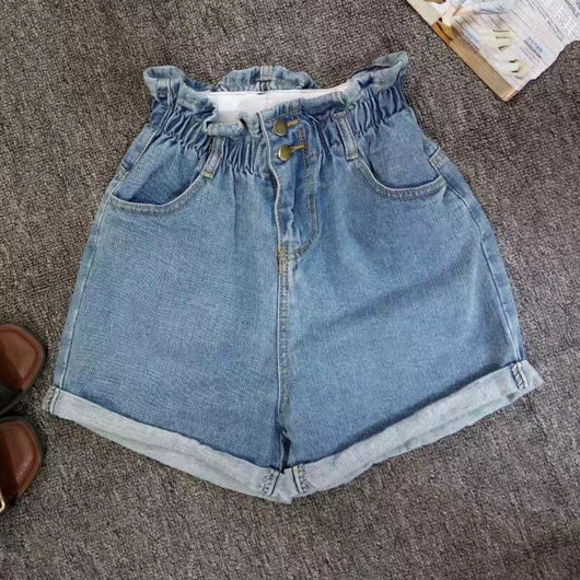 Shorts de Mezclilla Elástica Cintura Alta para Mujer - Estilo Verano Amplio y Cómodo - Image 3