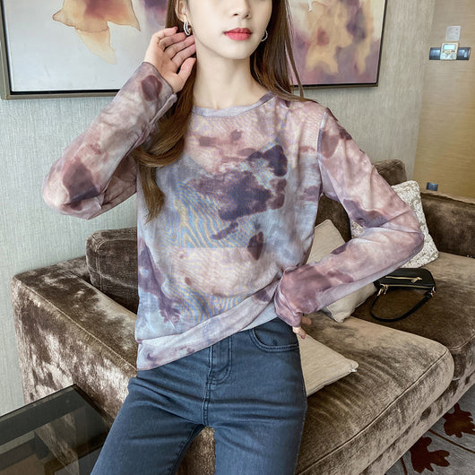 Blusa Tie-Dye con Cuello Redondo y Tul Suelto - Image 10