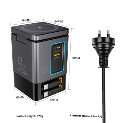 Cargador Inalámbrico Magnético 105W Multifuncional de Nitruro de Galio - Image 12