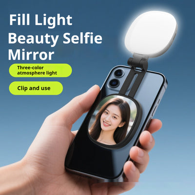 Luz LED Magnética para Selfies con Espejo de Maquillaje Portátil
