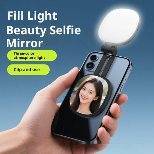 Luz LED Magnética para Selfies con Espejo de Maquillaje Portátil