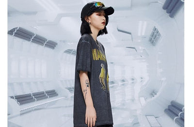 Camiseta Holgada Hip-Hop con Estampado Urbano Tendencia - Image 5