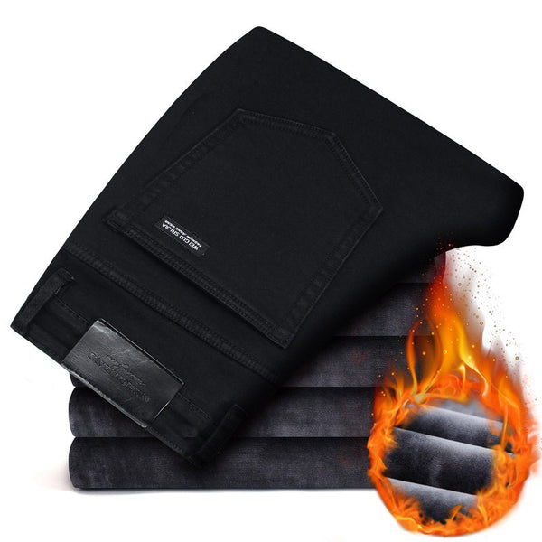 Jeans Slim Recto con Forro Térmico para Hombre - Stretch Elástico
