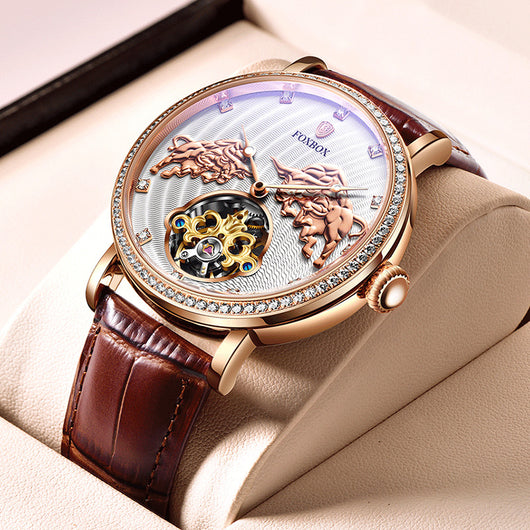 Reloj Mecánico para Hombre con Diamantes - Edición Conmemorativa Resistente al Agua