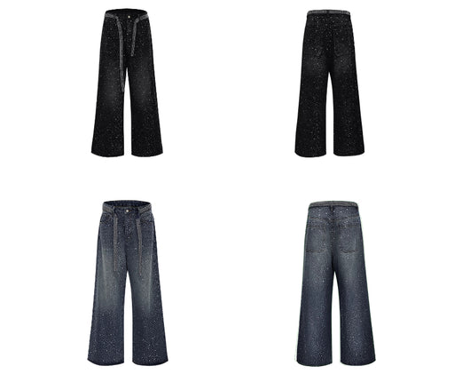 Jeans Retro Lavado con Cintas y Strass Brillantes - Image 11