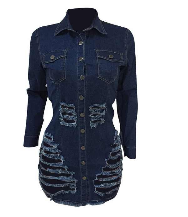 Vestido Denim Desgarrado - Estilo Casual Desenfadado - Image 9