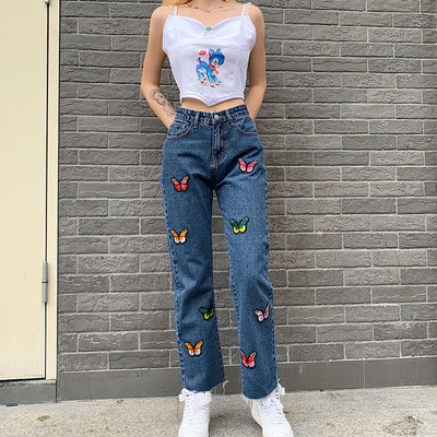 Jeans Rectos Mariposa para Mujer