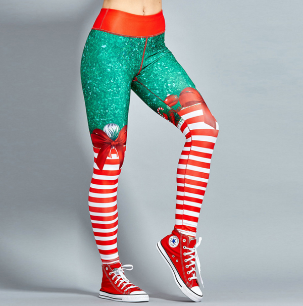 Leggings Deportivos Navideños de Cintura Alta para Yoga y Fitness