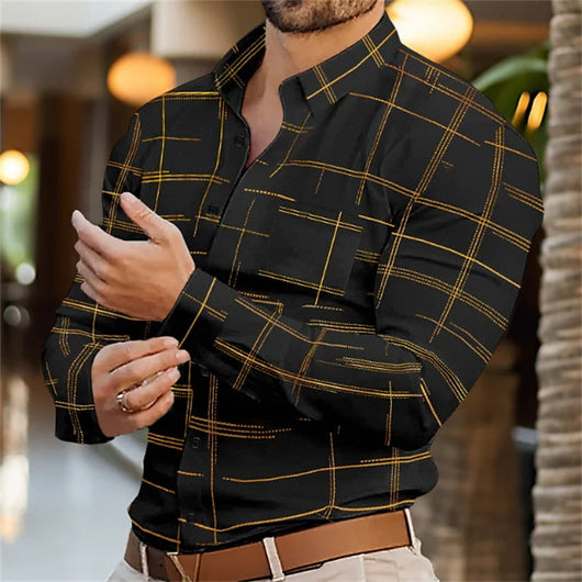 Camisa Casual de Rayas Sólidas para Hombre - Primavera y Otoño - Image 4