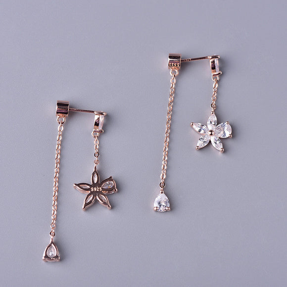 Aretes de Plata Esterlina 925 con Borla Floral