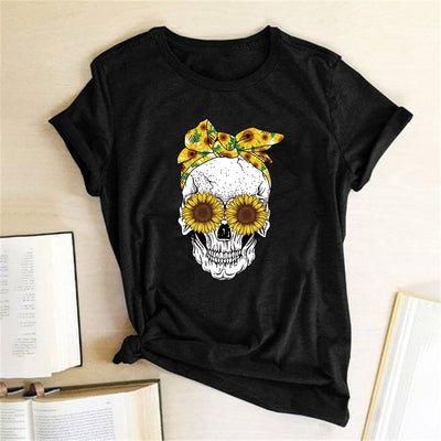 Playera Estampada Casual de Cuello Redondo