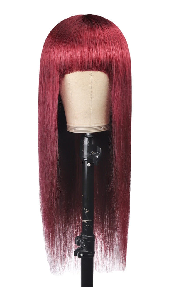Peluca de Cabello Natural Liso Qi Liuhai - Cabellera Completa